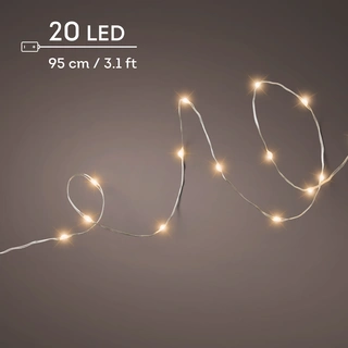 Micro Led draadverlichting zilver Twinkle - 20 lampjes Klassiek Warm - afbeelding 2
