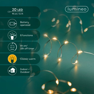 Micro Led draadverlichting zilver Twinkle - 20 lampjes Klassiek Warm - afbeelding 3