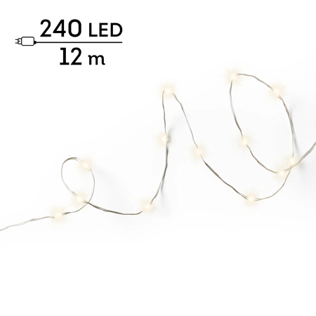 Micro Led draadverlichting zilver Twinkle - 240 lampjes Warm Wit - afbeelding 1
