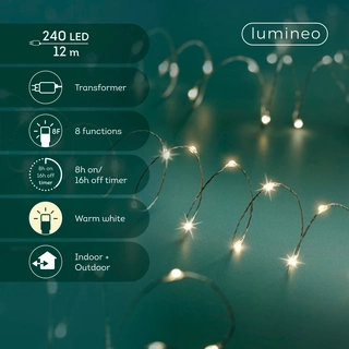 Micro Led draadverlichting zilver Twinkle - 240 lampjes Warm Wit - afbeelding 3