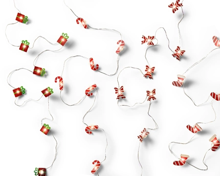 Micro LED draadverlichting zuurstok/strik/sok/kado - warm wit (assorti) - afbeelding 1