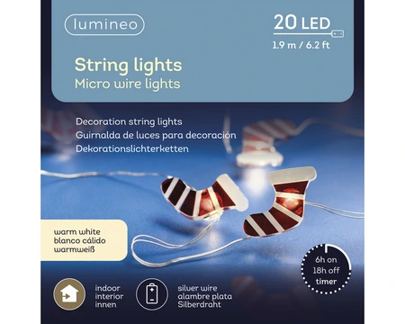 Micro LED draadverlichting zuurstok/strik/sok/kado - warm wit (assorti) - afbeelding 3