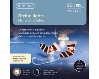 Micro LED draadverlichting zuurstok/strik/sok/kado - warm wit (assorti) - afbeelding 3