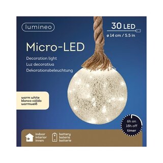Micro-LED IJsbal Ø14cm - Lumineo - 30 lampjes warm wit - afbeelding 2