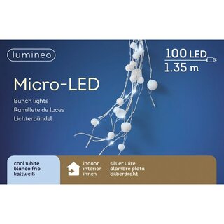 Micro LED sneeuwbal tros - Lumineo - 100 lampjes - afbeelding 2