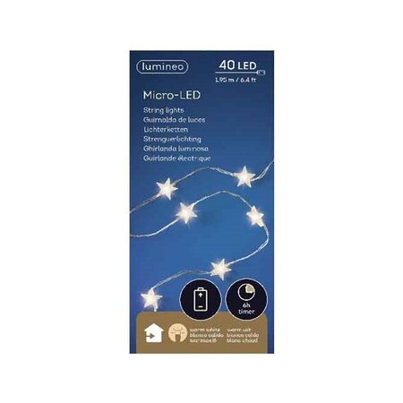Micro LED verlichting ster - Lumineo - 40 lampjes warm wit - met timer - afbeelding 1