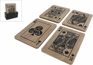 Onderzetter Card Game 9x10x4cm (set van 4 stuks)