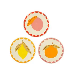 Onderzetter Fruit Ø9.5cm Perik/Citroen/Sinaasappel (assorti)