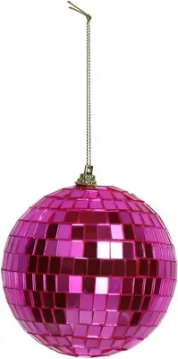 Ornament Discobal Glass Pink 10cm - afbeelding 1