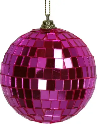 Ornament Discobal Glass Pink 10cm - afbeelding 2