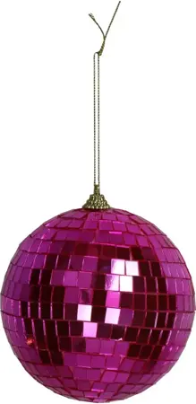 Ornament Discobal Glass Pink 12cm