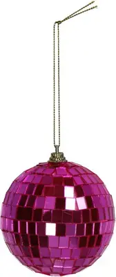 Ornament Discobal Glass Pink 8cm - afbeelding 1