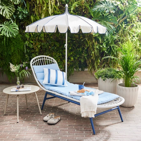 Outdoor Living Parasol Ø195cm Creme/Blauw - afbeelding 3