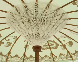 Parasol Katoen Handgemaakt D200h260cm Groen - afbeelding 3