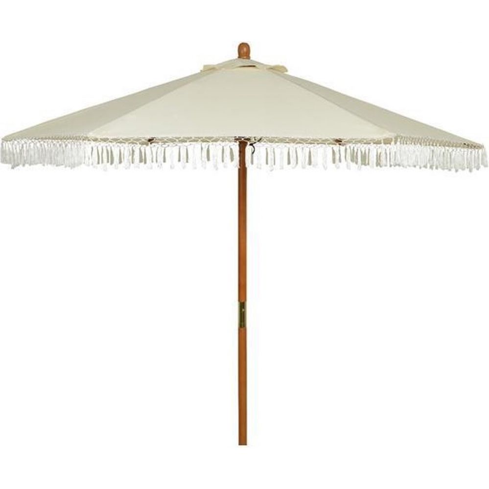 Parasol met franjes beige van Decoris - De Tuinwinkel tuincentrum - GroenRijk