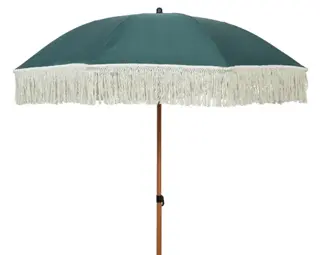 Parasol Rond Groen met Beige Franjes – Ø200 cm – Outdoor