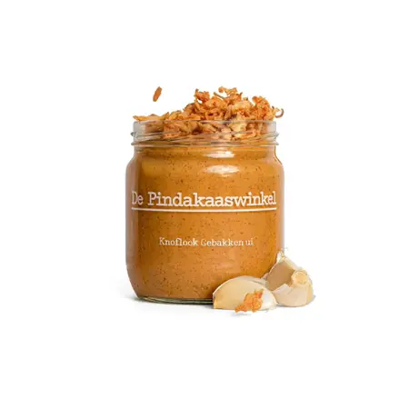 De Pindakaaswinkel Knoflook & Gebakken Ui – 420 ml – Hartige Pindakaas