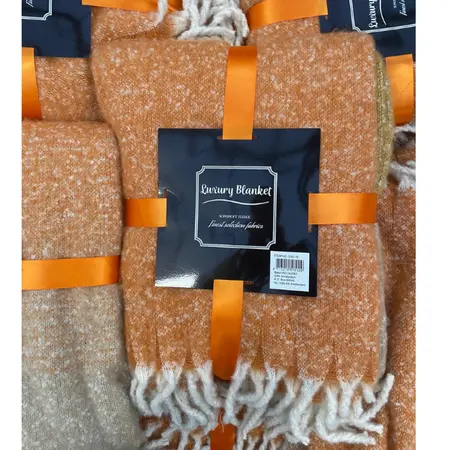Plaid Cosy 120x150cm Creme/oranje - afbeelding 2