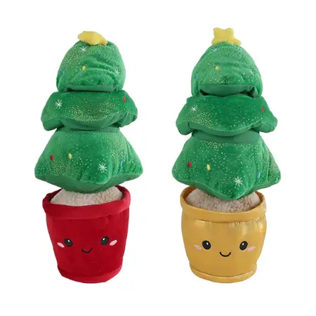 Plant Kerstboom Pluche 30cm (rood of goud)