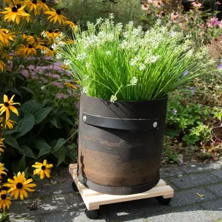 Plantentrolley vierkant 29x29x8cm Naturel - afbeelding 4