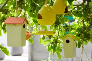 Point Virgule Vogelhuisje Bamboevezel Taupe Okergeel - afbeelding 3