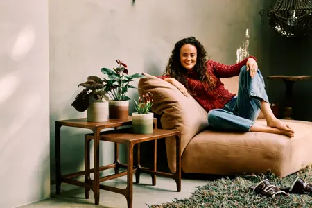 Pot Colour Gradient Rond - D14cm - Zandsteen Beige - afbeelding 5