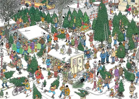 Puzzel Jan van Haasteren - Christmas Tree Market - 1000 stukjes - afbeelding 3