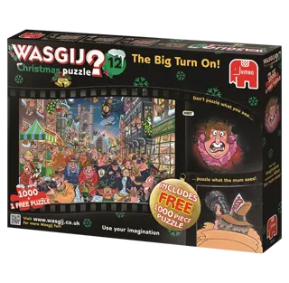 Puzzel Wasgij Christmas 12 - The Big Turn On! - 1000 stukjes - afbeelding 1
