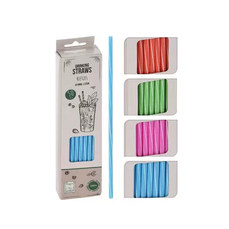 Re-Usable Drinking Straws - gekleurd - set van 50 rietjes