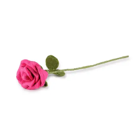 Roos Vilt Fuchsia - Handgemaakte Fairtrade Decoratie - afbeelding 1