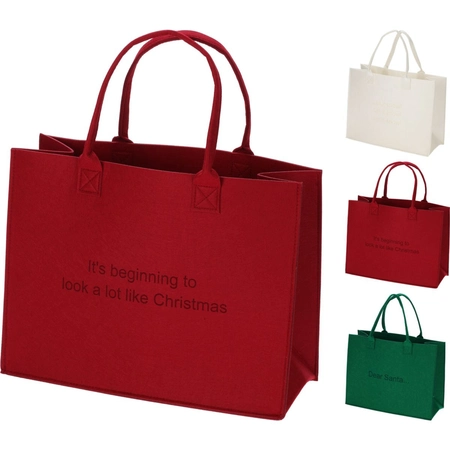 Shopper Vilt Kerst (wit, rood of groen) - afbeelding 1