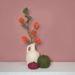Sjaal met Verhaal Bloem Tak Physalis Lampion – Viltdecoratie - afbeelding 2