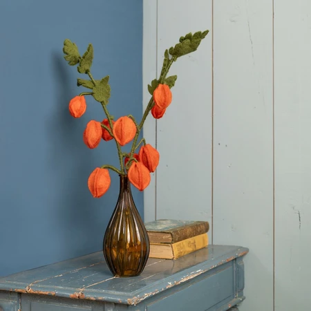 Sjaal met Verhaal Bloem Tak Physalis Lampion – Viltdecoratie - afbeelding 4