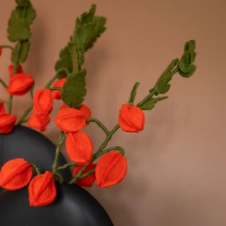 Sjaal met Verhaal Bloem Tak Physalis Lampion – Viltdecoratie - afbeelding 5