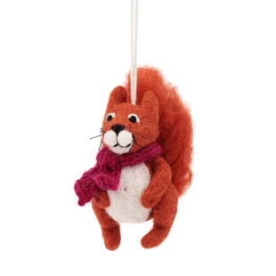 Sjaal met Verhaal Hanger Eekhoorn Burgundy - Viltdecoratie