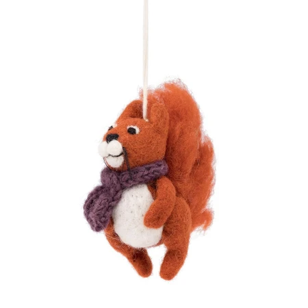 Sjaal met Verhaal Hanger Eekhoorn Paars - Viltdecoratie