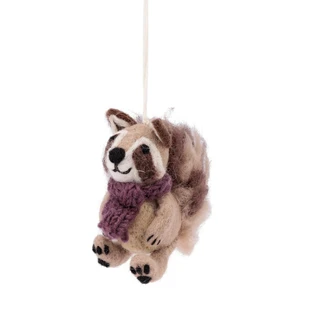 Sjaal met Verhaal Hanger Wasbeer Paars - Viltdecoratie