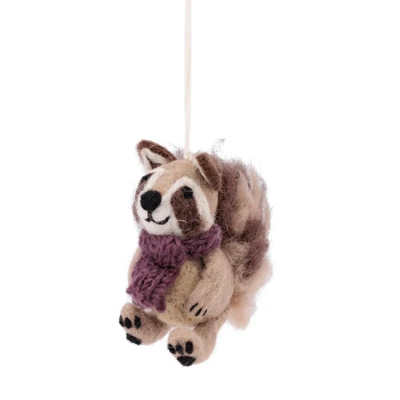 Sjaal met Verhaal Hanger Wasbeer Paars - Viltdecoratie - afbeelding 1