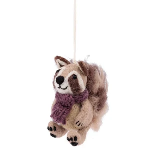 Sjaal met Verhaal Hanger Wasbeer Paars - Viltdecoratie - afbeelding 1