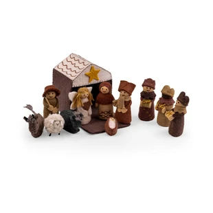 Sjaal met Verhaal Kerststal Bruin