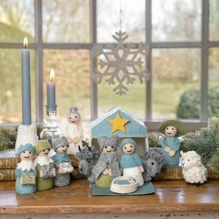 Sjaal met Verhaal Kerststal IJsblauw - afbeelding 4