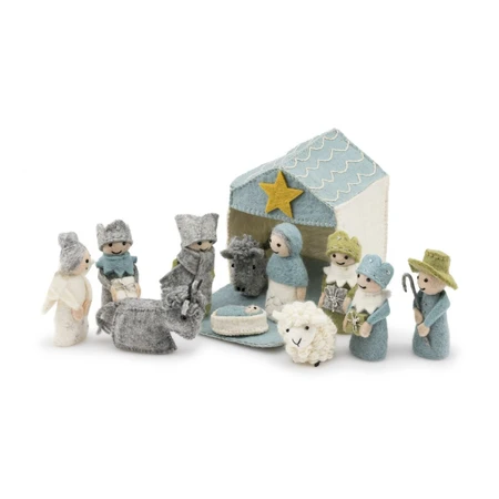 Sjaal met Verhaal Kerststal IJsblauw - afbeelding 6