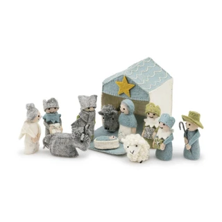 Sjaal met Verhaal Kerststal IJsblauw - afbeelding 6