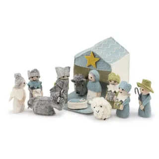 Sjaal met Verhaal Kerststal IJsblauw