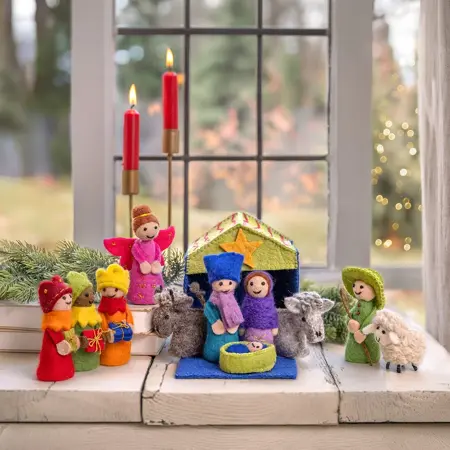 Sjaal met Verhaal Kerststal Multicolor - afbeelding 3