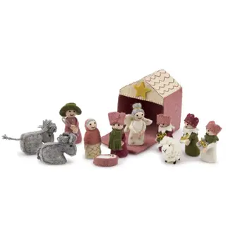 Sjaal met Verhaal Kerststal Oudroze