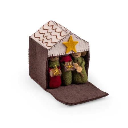 Sjaal met Verhaal Kerststal Rood-Groen - afbeelding 3