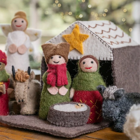 Sjaal met Verhaal Kerststal Rood-Groen - afbeelding 4