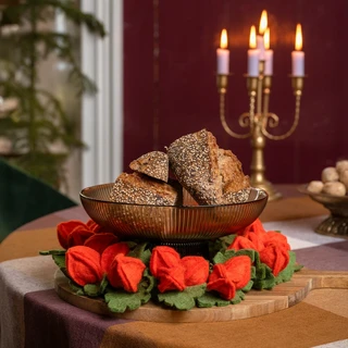 Sjaal met Verhaal Krans Vilt Physalis Lampion - afbeelding 2