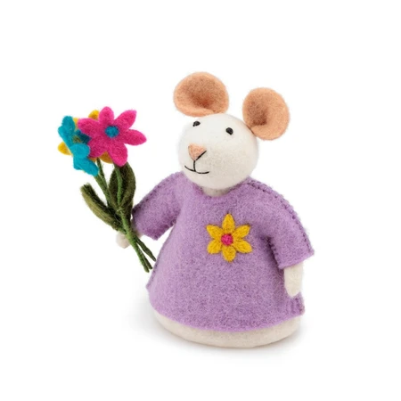 Sjaal met Verhaal Muis Bloemenmuis - Viltdecoratie - afbeelding 1